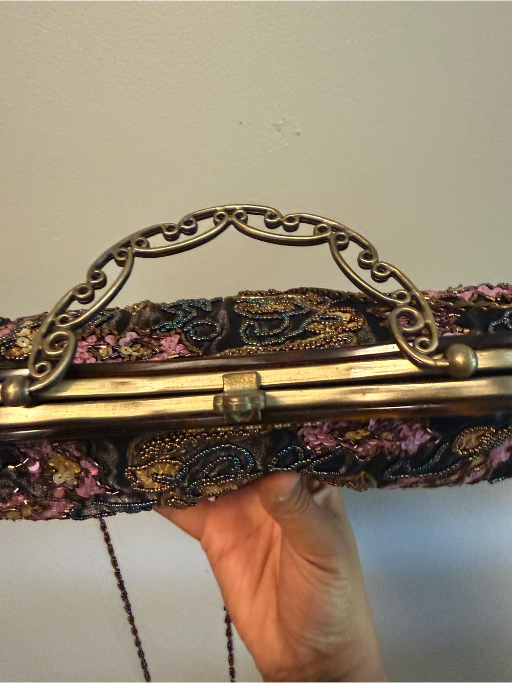 Vintage Beaded-Sequence Evening Clutch Bag - Picture 5 of 8